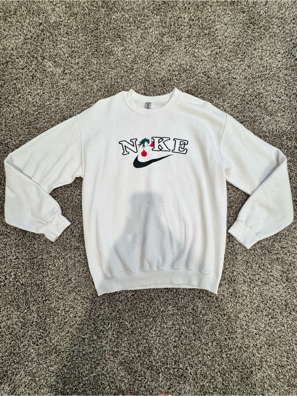 Nike White Crewneck Sweatshirt with The Grinch